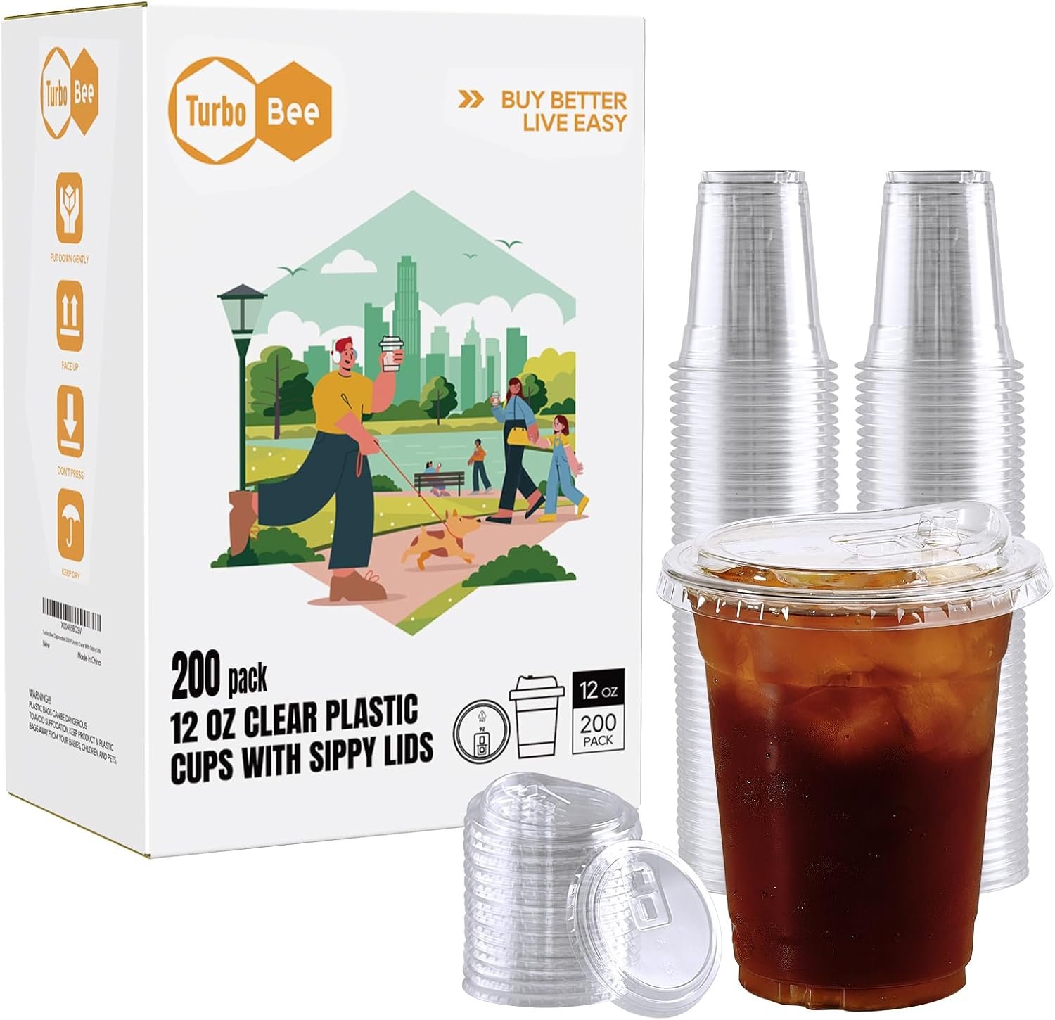 Logo Personalizzato Bicchieri Plastica Trasparente 12 OZ 200 Set con Coperchi Sip Senza Cannuccia Marchio Bianco per Caffè Ghiacciato Smoothie Soda Limonata Fornitore Diretto