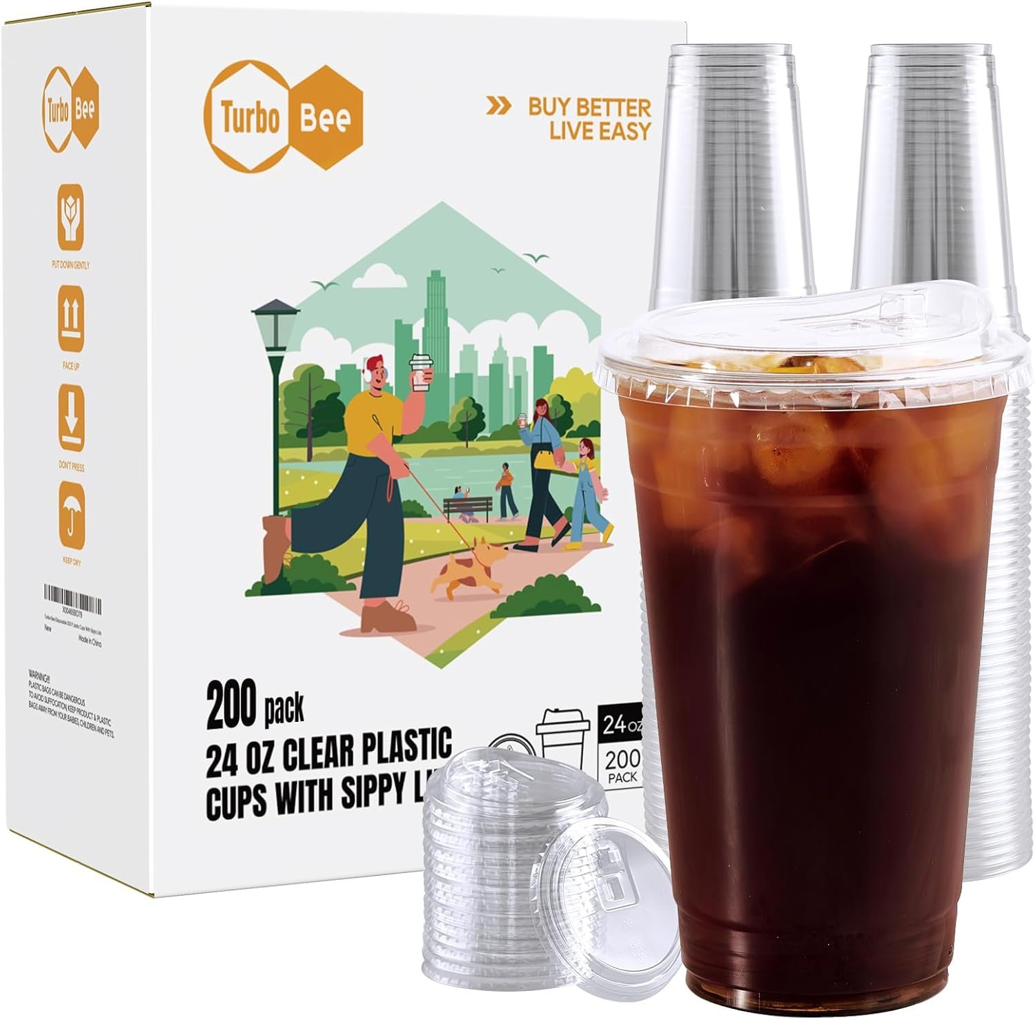 Logo Personalizzato Bicchieri Plastica Trasparente Cristallini 24 OZ con Coperchi Beccuccio Senza Cannuccia 200 Set Marchio Bianco da Asporto per Caffè Freddo Smoothie Soda Limonata Bevande Fredde dal Fornitore