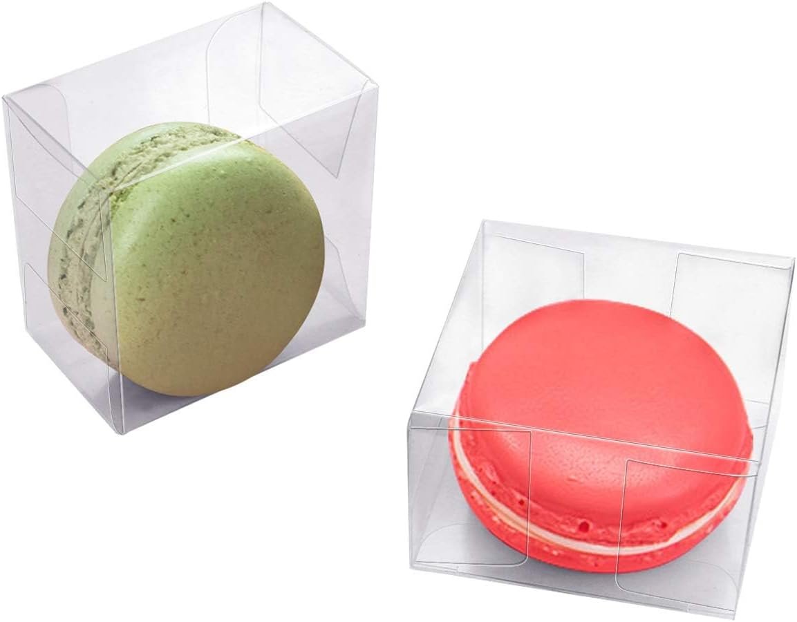 Logo Personalizzato - Confezione da 100 Scatole per Macaron Trasparenti in Plastica per Cioccolato Caramelle Biscotti Palline di Malto Mini Regali San Valentino Matrimonio Festa Baby Shower Marchio Bianco dal Produttore (2.17