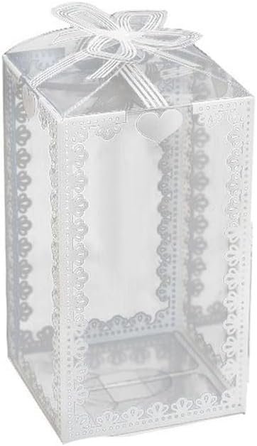 Logo Personalizzato Confezione da 20 Scatoline Trasparenti per Bomboniere con Fiocco 5x5x7cm in PVC Marchio Bianco dal Produttore Logo Personalizzato Confezione da 20 Scatoline Trasparenti per Bomboniere con Fiocco 5x5x7cm in PVC Marchio Bianco dal Produttore