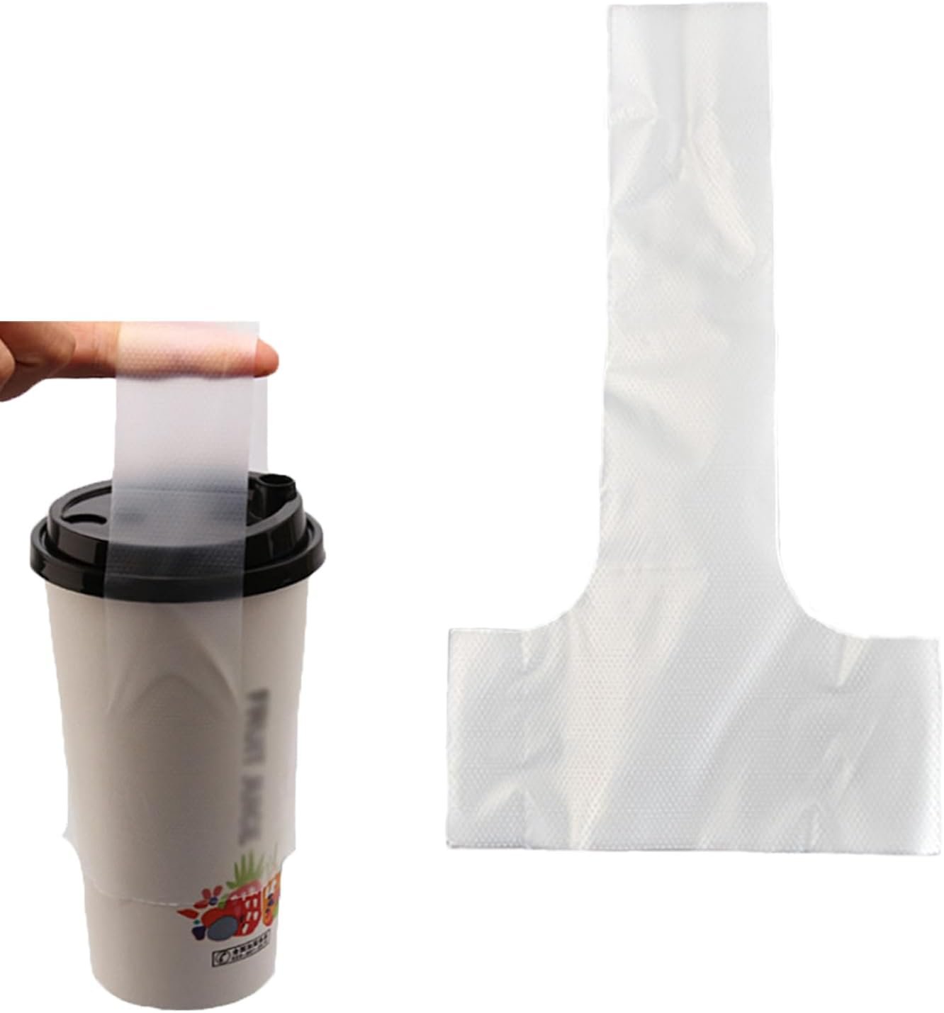 Logo Personalizzato Sacchetti Portabevande Monouso a Forma di T con Maniglia Confezione da 200 Marchio Bianco dal Fornitore per Consegne Bar Caffè Milk Tea Succhi Logo Personalizzato Sacchetti Portabevande Monouso a Forma di T con Maniglia Confezione da 200 Marchio Bianco dal Fornitore per Consegne Bar Caffè Milk Tea Succhi