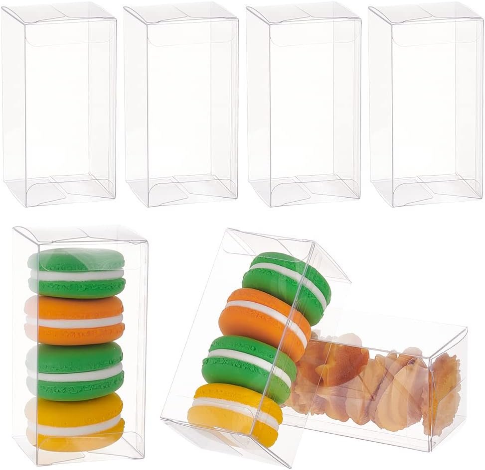 Logo Personalizzato Scatole Trasparenti Rettangolari 4x2x2 Pollici PVC per Bomboniere Matrimonio Caramelle Cioccolato San Valentino 20 Pz Marchio Bianco Produttore