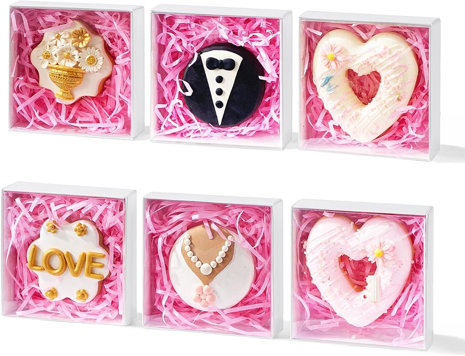 Logo Personalizzato Scatole per Dolcetti 4x4x1.25 Pollici 25 Pezzi con Coperchio Trasparente per Biscotti Macaron Cakesicle Donut Pasticceria Biscotti Ricoperti di Cioccolato Marchio Bianco Produttore