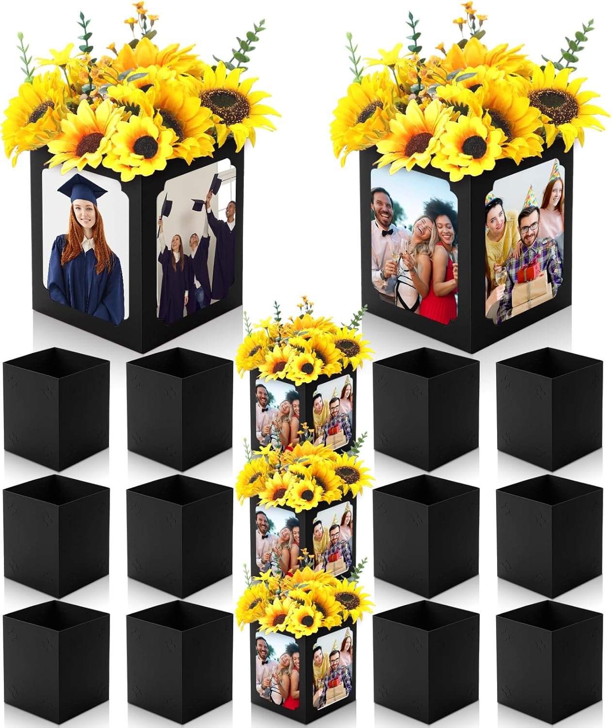 Marchio Bianco Centrotavola Scatola Laurea 12 Pezzi Espositore Foto 6/7 Pollici per Tavolo Logo Personalizzato Regalo Festa Laurea Università dal Produttore Nero