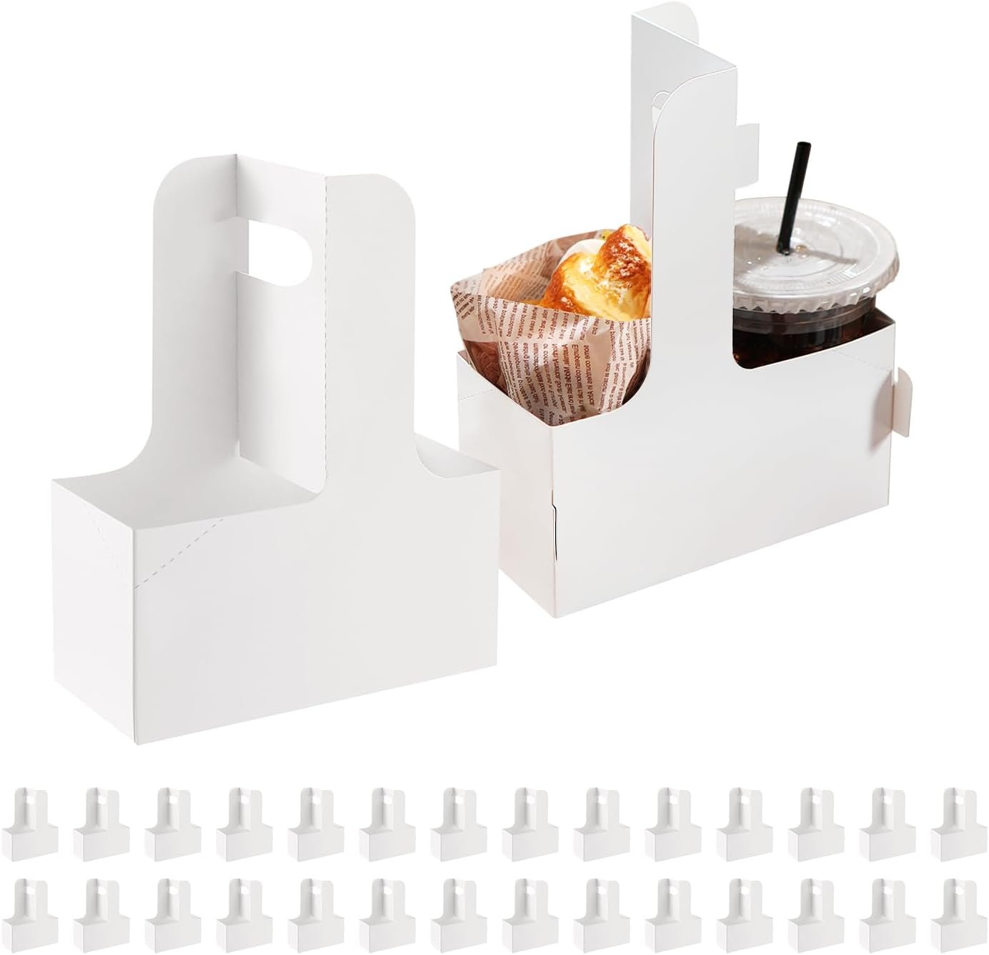 Marchio Bianco Portatazza 2 Tazze con Manici 30 Set Cartone Bianco per 12-20 oz Logo Personalizzato Caffè da Asporto Bevande Calde Fredde Ristoranti Delivery del Produttore