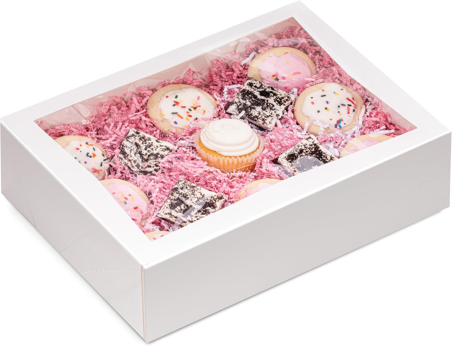 Marchio Bianco Scatole Pasticceria Bianche con Finestra Auto-Popup 18 Pezzi 14 x 10 x 4 Pollici con Logo Personalizzato dal Fornitore