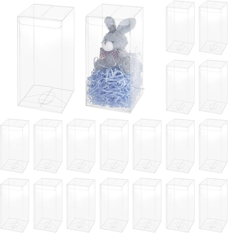 Marchio Bianco Scatole per Bomboniere Trasparenti PVC con Logo Personalizzato 20 pz 8x8x18 cm Rettangolari con Pellicola per Natale Nozze Festa Compleanni da Fornitore
