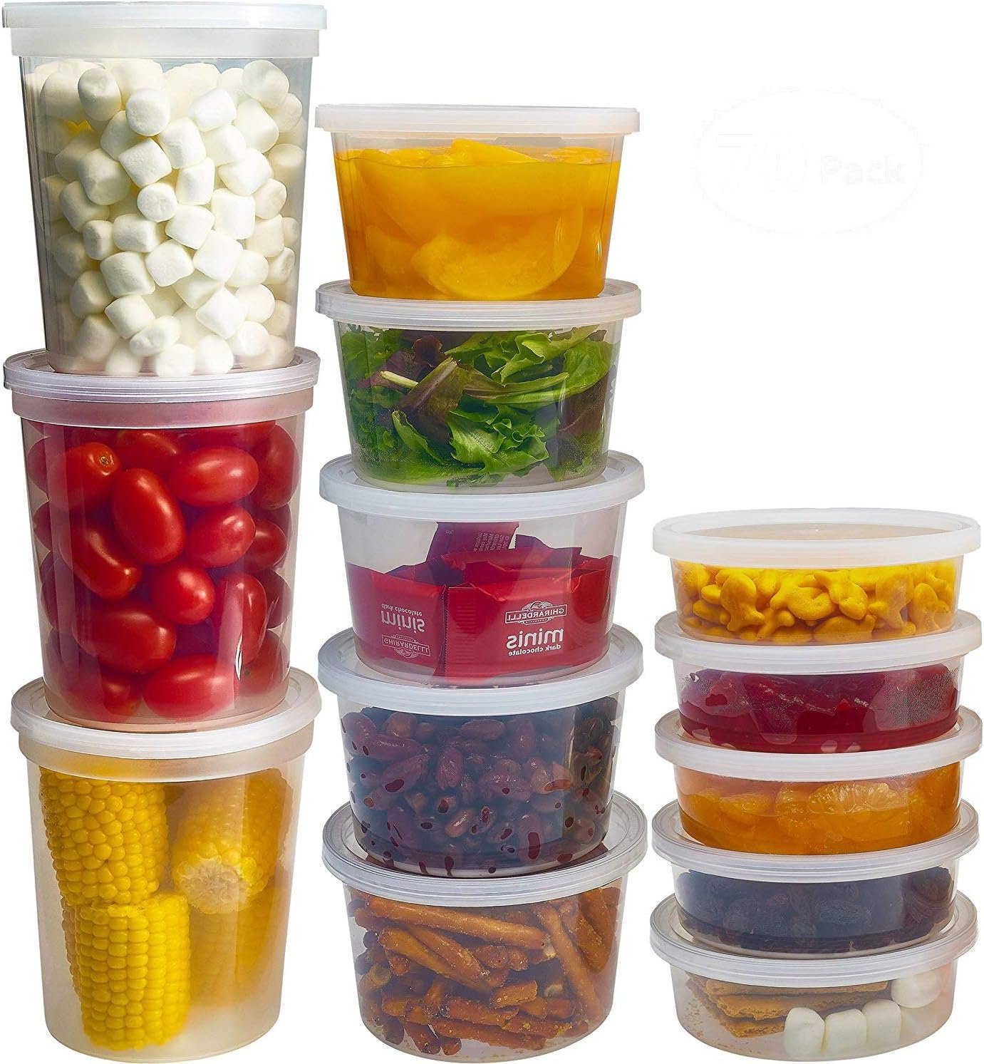 Produttore Contenitori per Alimenti con Coperchi Ermetici 8oz 16oz 32oz Confezione Combinata Tazze Deli per Congelatore 44 Pezzi Senza BPA Impermeabili Rotondi Trasparenti per Asporto Preparazione Pasti Microonde Logo Personalizzato Marchio Bianco