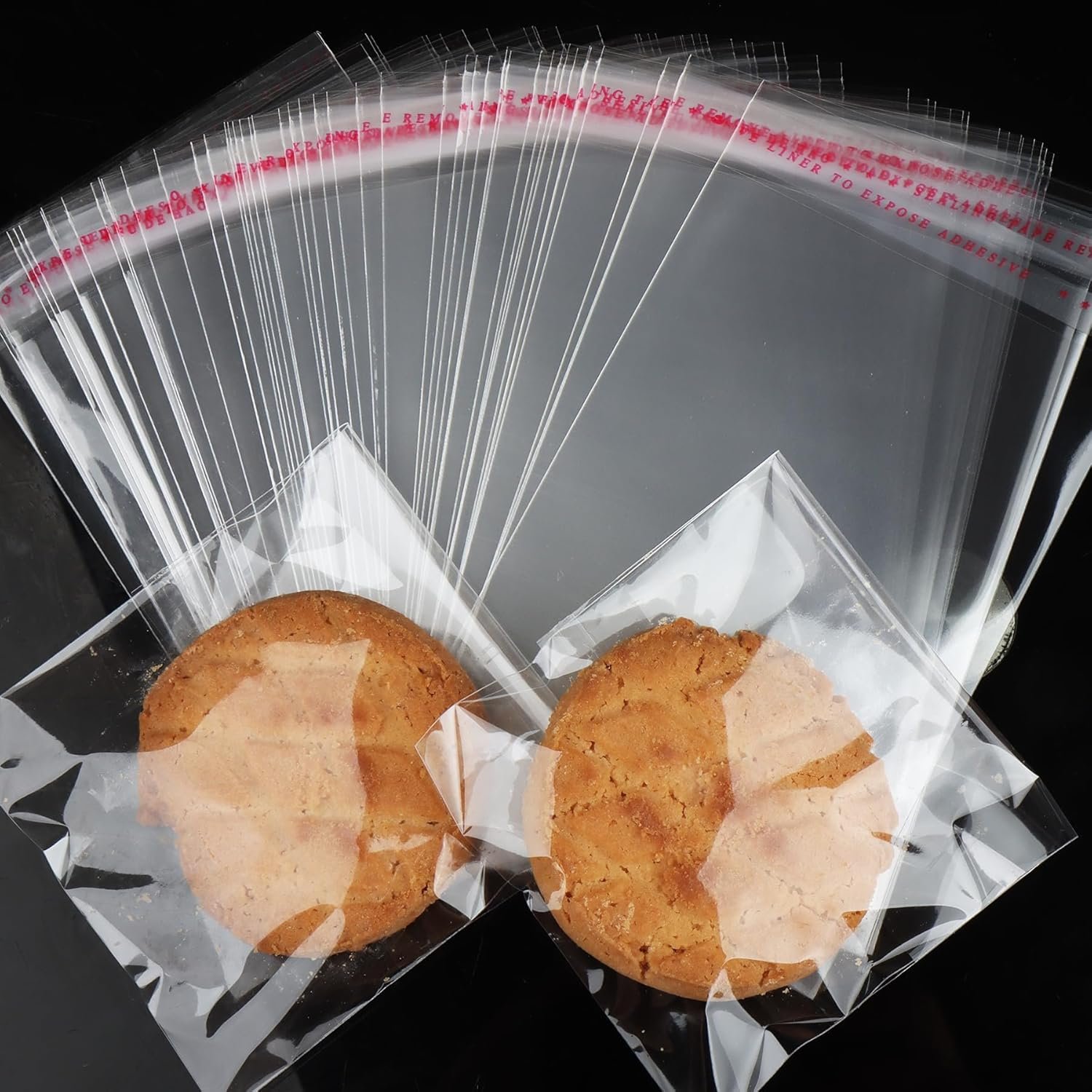 Produttore Sacchetti Cellophane Auto-Sigillanti 4x6 Pollici 200 Pezzi Marchio Bianco per Biscotti Dolcetti Bomboniere Logo Personalizzato